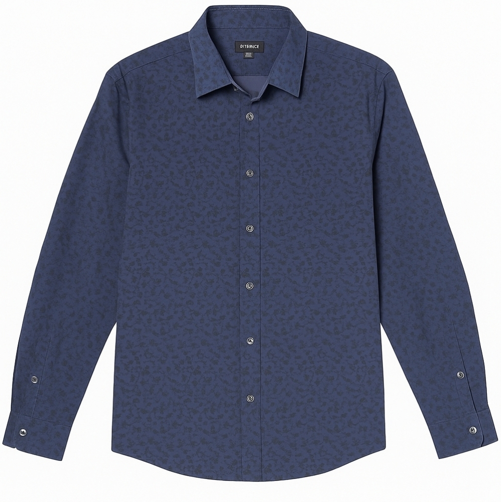 EXPRESS | Men’s Slim Fit Navy Floral Button Down Shirt | Size Large